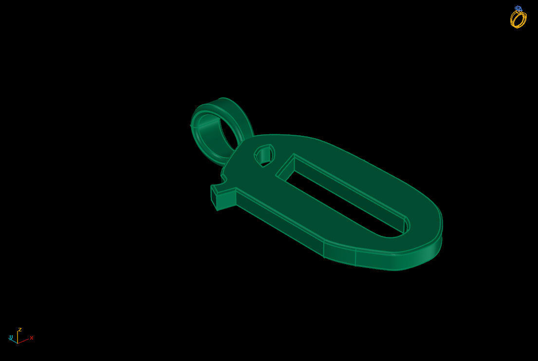 letter O key ring 3D print model_6