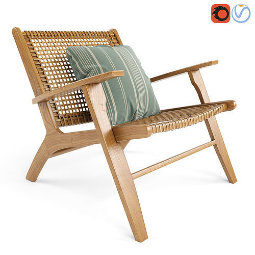 Wicker Rattan Noon Deck Chair 3D model