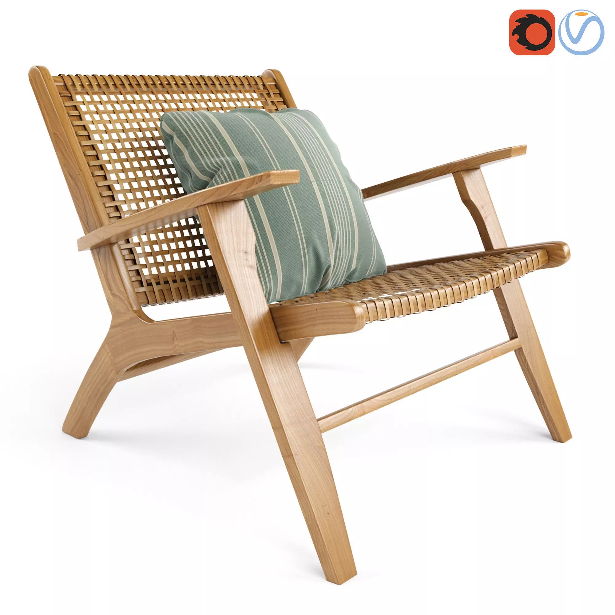 Wicker Rattan Noon Deck Chair 3D model