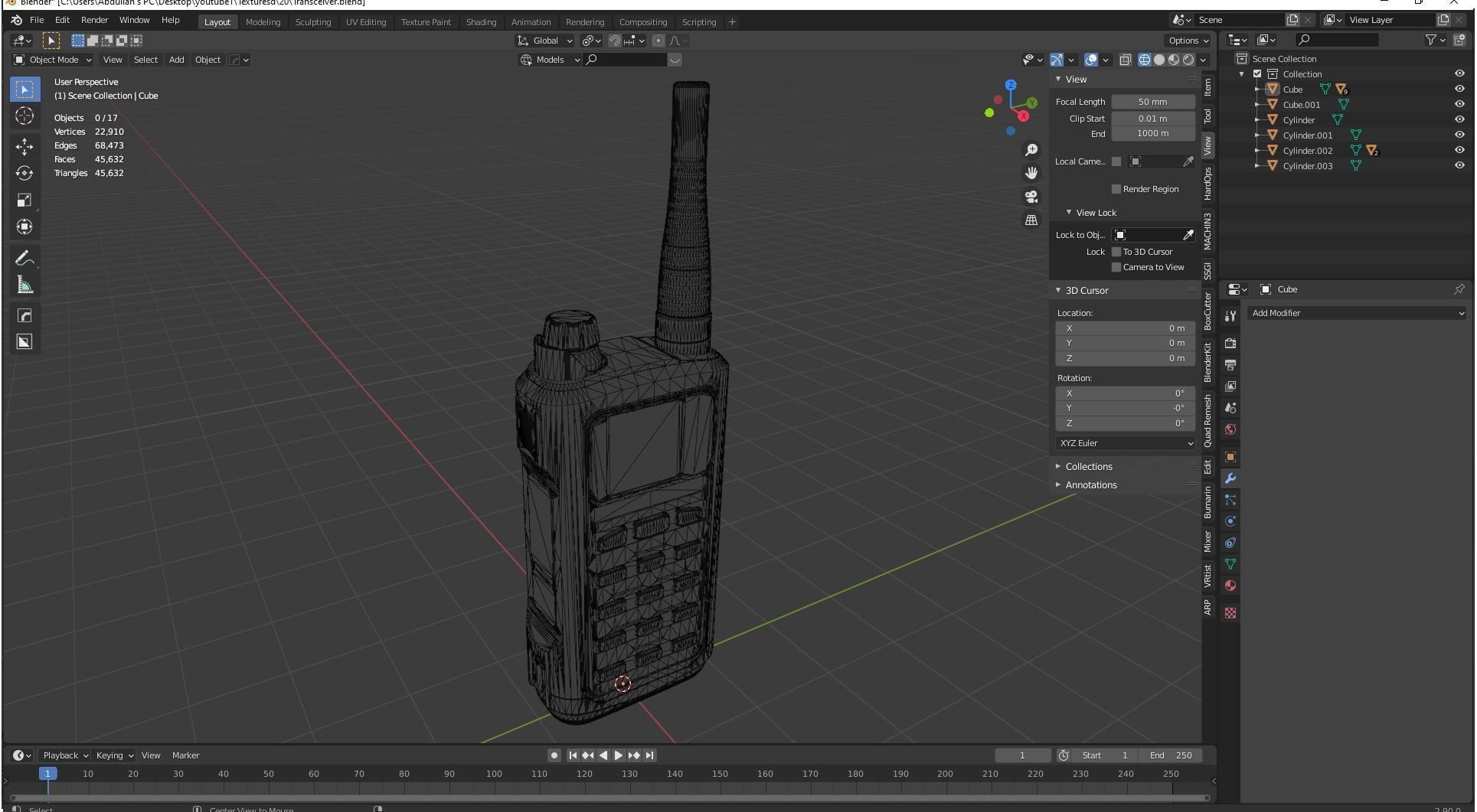 Transceiver walkie talkie 3D model_10