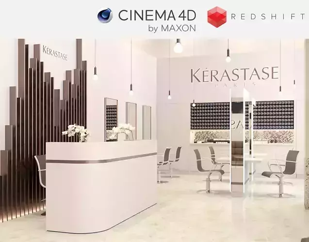 Redshift - C4D Scene files - Salon Scene interior  3D model