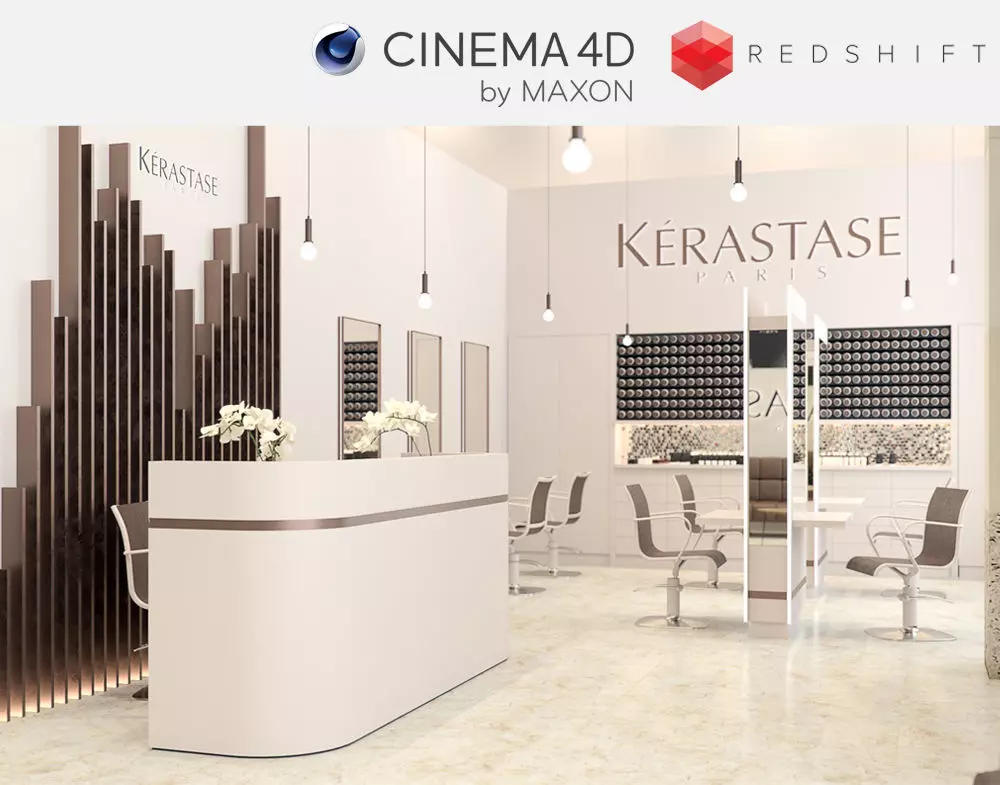 Redshift - C4D Scene files - Salon Scene interior 3D model_0
