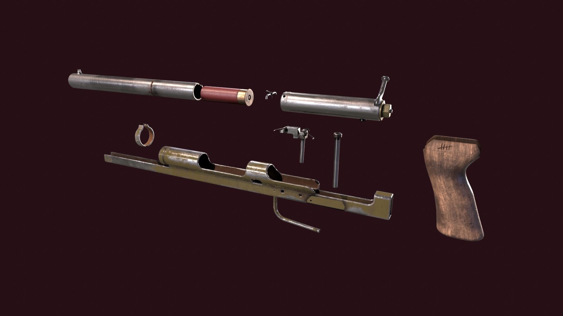 12 gauge profile shotgun Low-poly 3D model_6