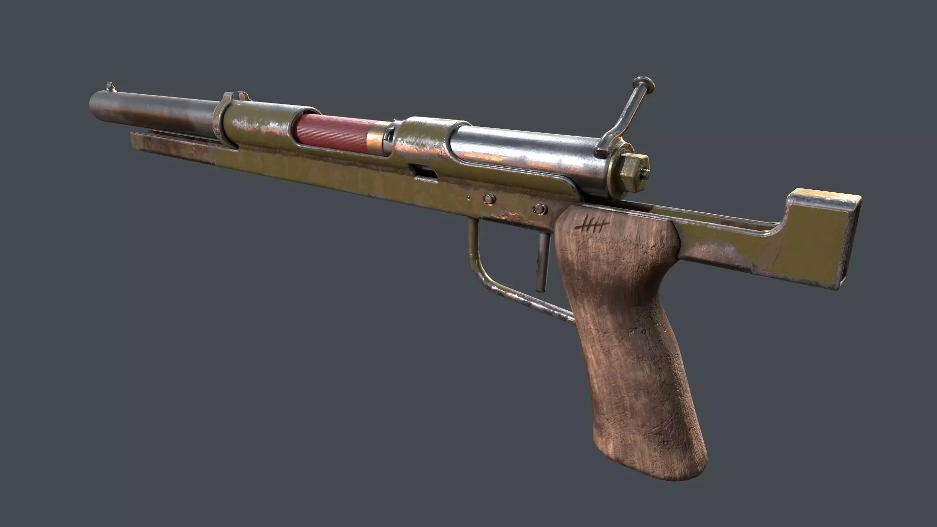 12 gauge profile shotgun Low-poly 3D model_0