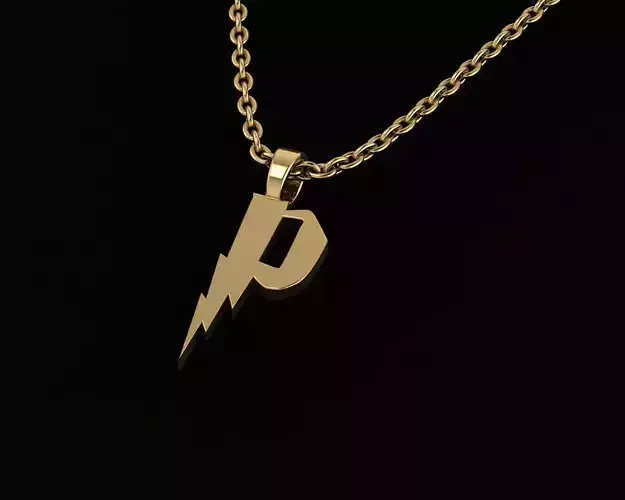 letter P lightning bolt pendant necklace
