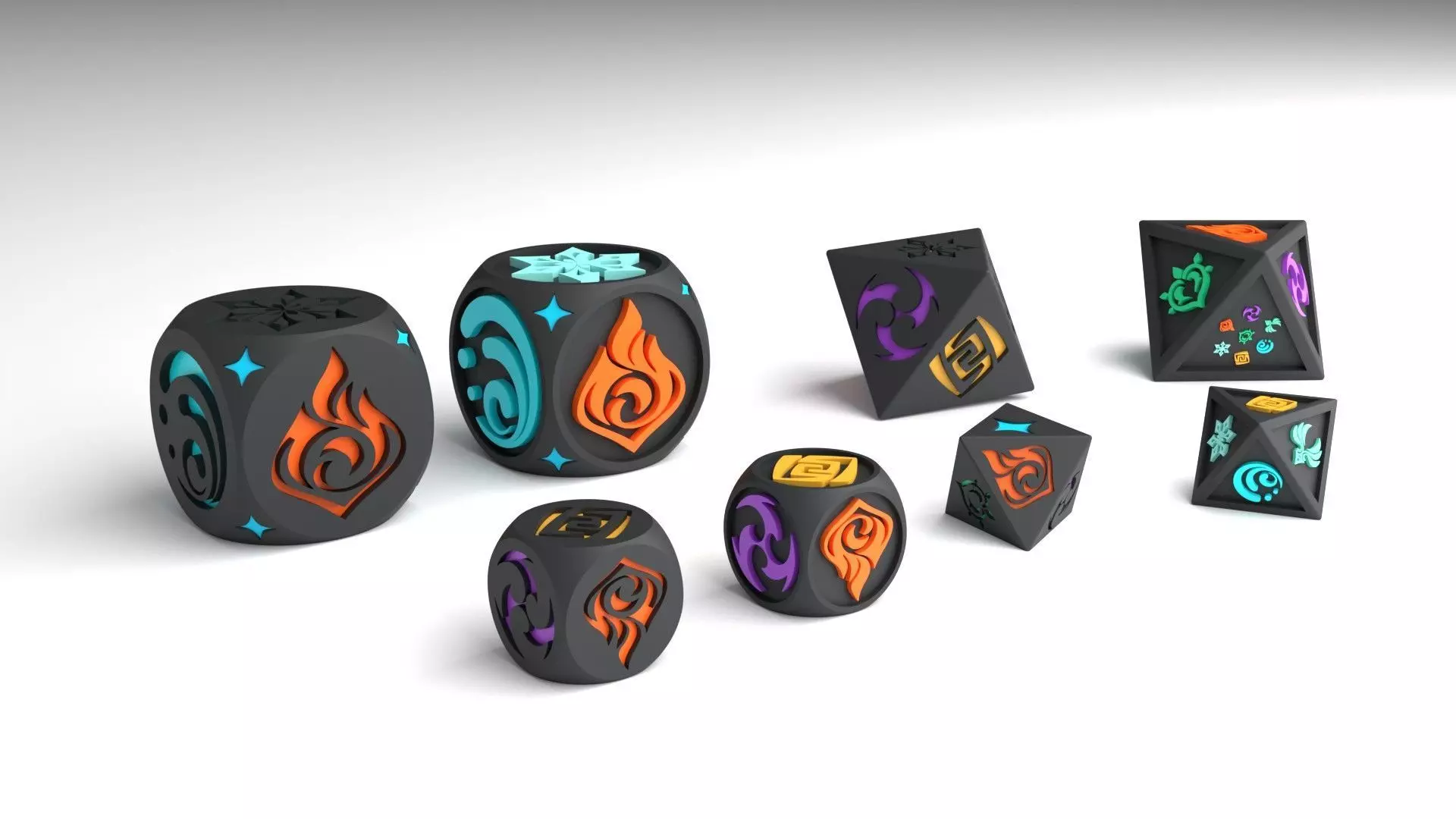 Genshin Impact Dice Set 3D model