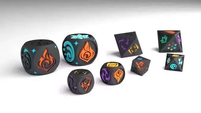 Genshin Impact Dice Set 3D model