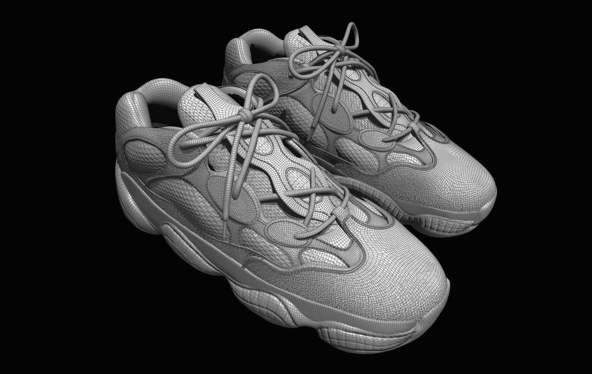  YEEZY 500 - Desert Rat - Kanye West - Streetwear Low-poly 3D model_13