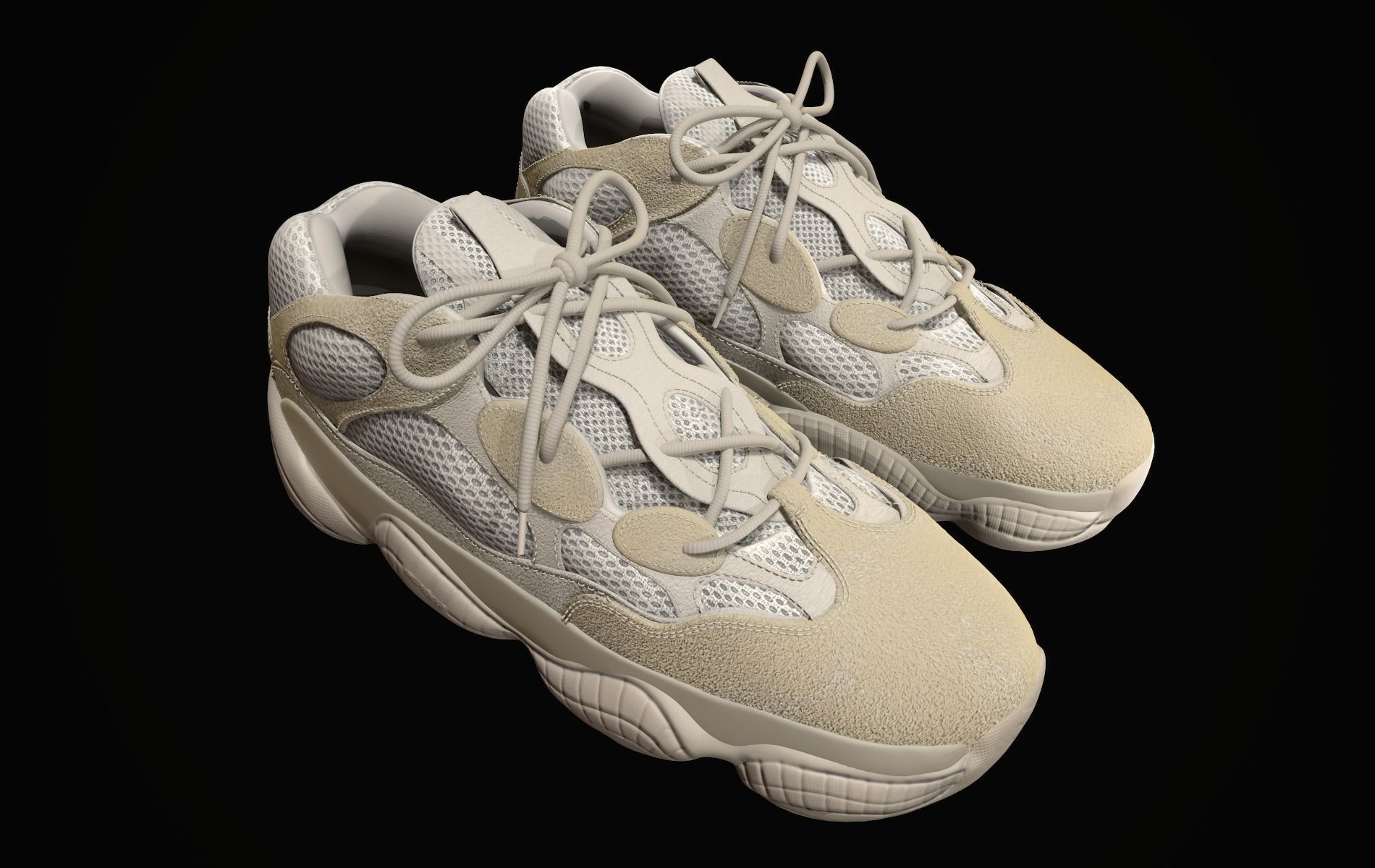  YEEZY 500 - Desert Rat - Kanye West - Streetwear Low-poly 3D model_5