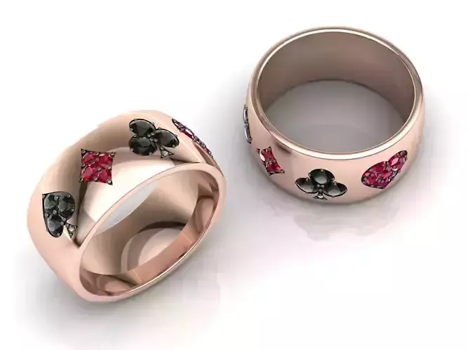 Poker Band Ring Pave