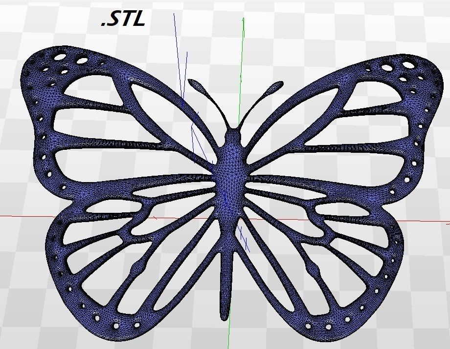 The Pendant colorful butterfly on silver chain 3D model_6