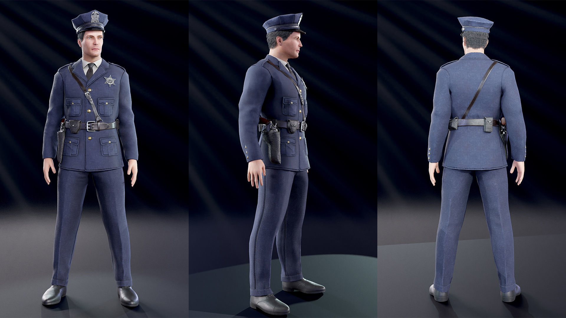 Policeman Low-poly 3D model_4