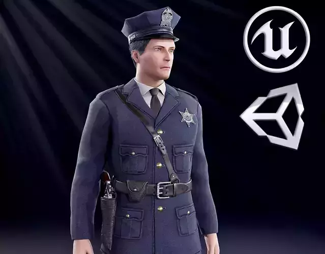 Policeman Low-poly 3D model