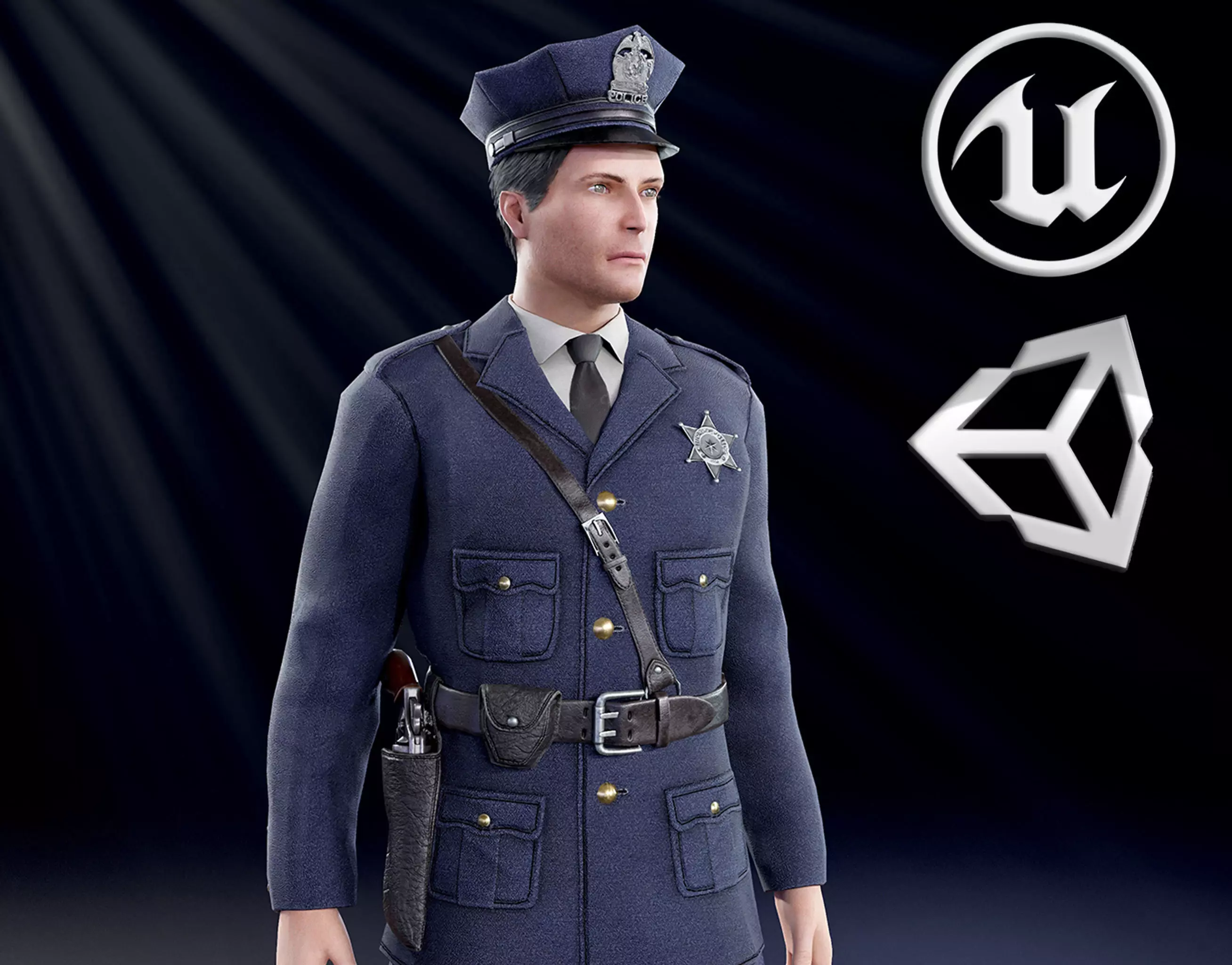 Policeman Low-poly 3D model_0