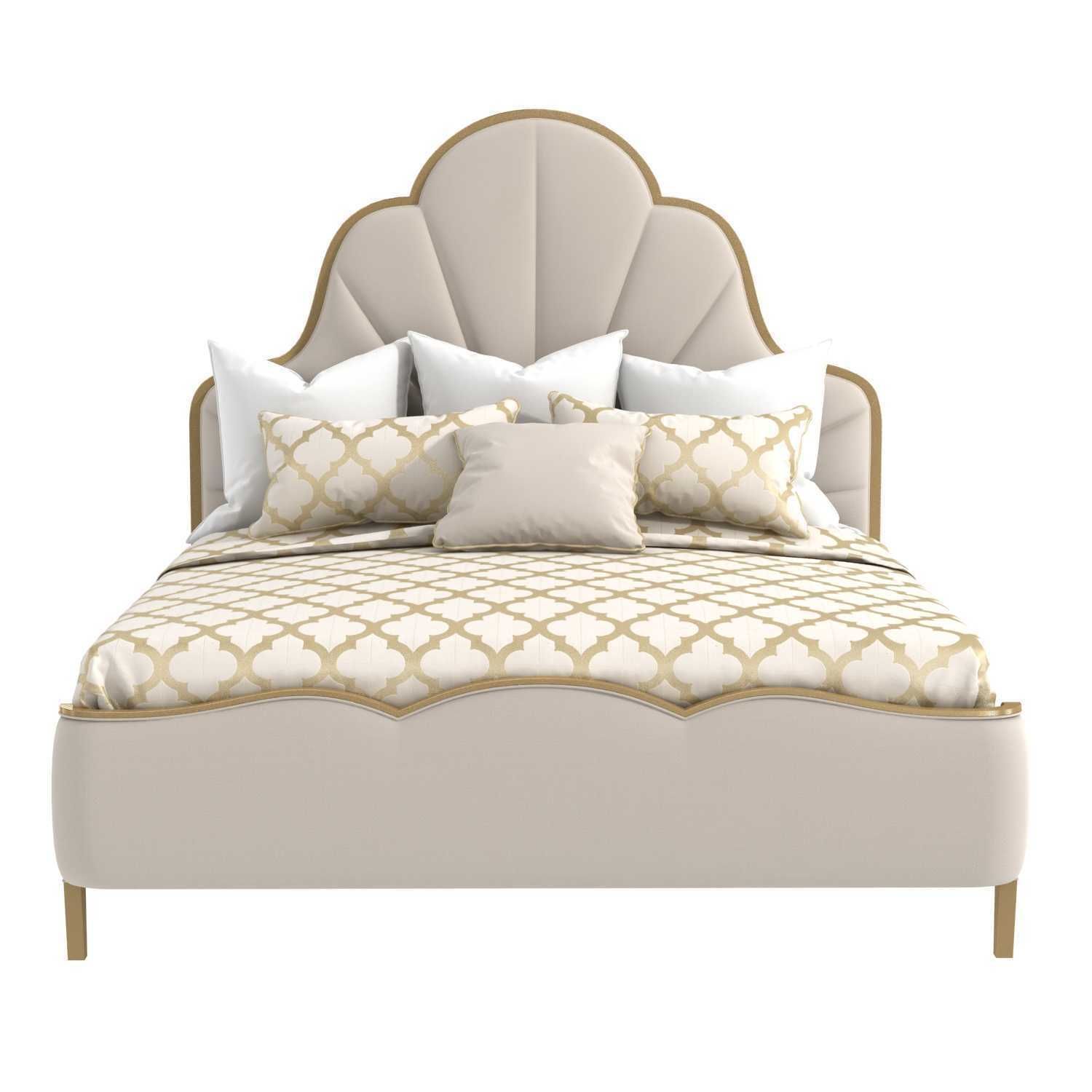 Michael Amini AICO MALIBU CREST Cal King Scalloped Panel Bed 3D model_2