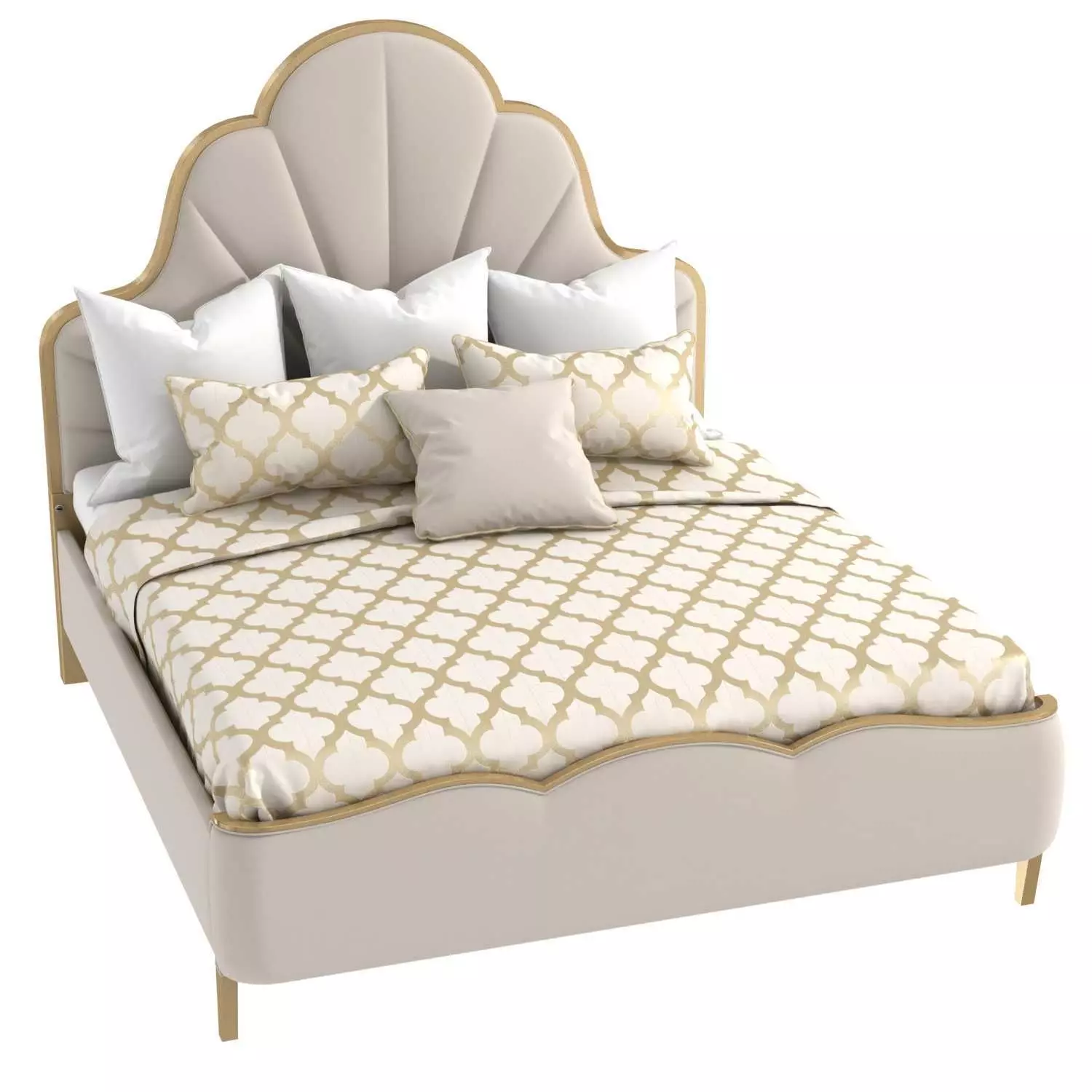 Michael Amini AICO MALIBU CREST Cal King Scalloped Panel Bed 3D model_0