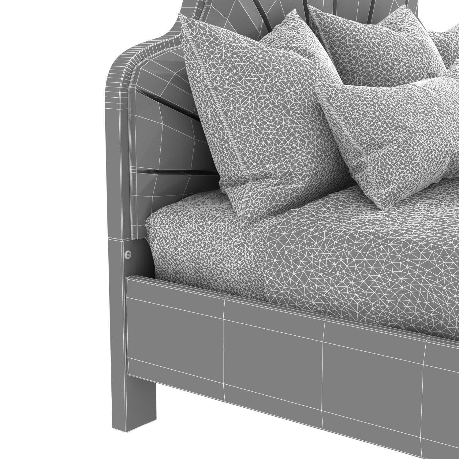 Michael Amini AICO MALIBU CREST Cal King Scalloped Panel Bed 3D model_6