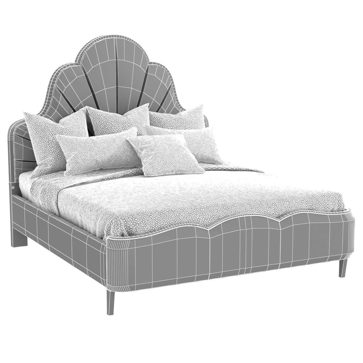 Michael Amini AICO MALIBU CREST Cal King Scalloped Panel Bed 3D model_9