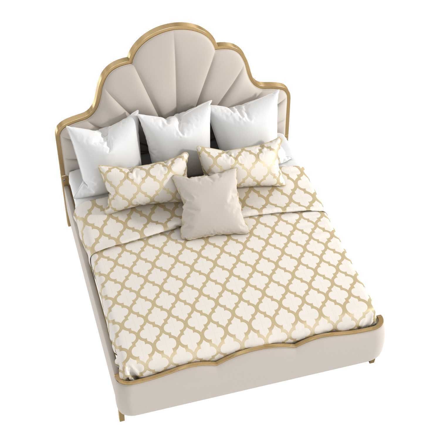 Michael Amini AICO MALIBU CREST Cal King Scalloped Panel Bed 3D model_4