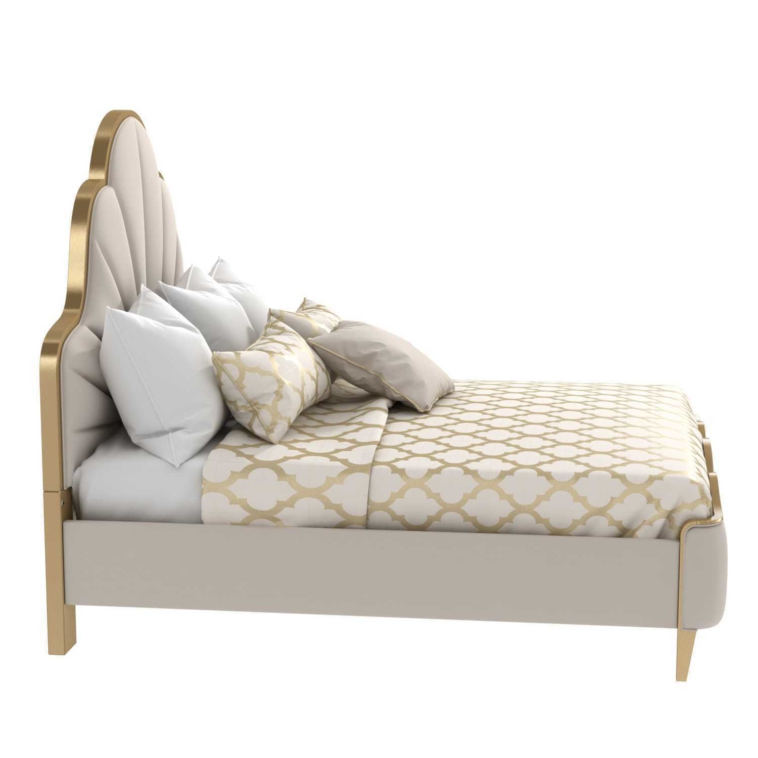 Michael Amini AICO MALIBU CREST Cal King Scalloped Panel Bed 3D model_3