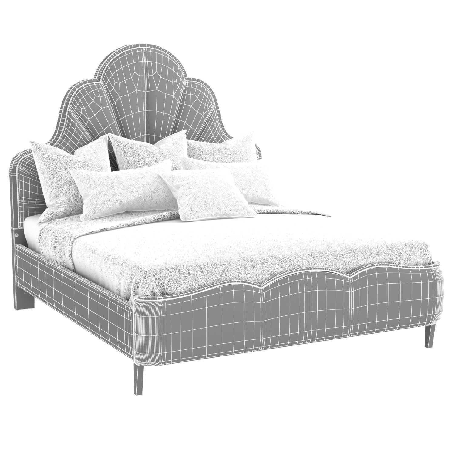 Michael Amini AICO MALIBU CREST Cal King Scalloped Panel Bed 3D model_8