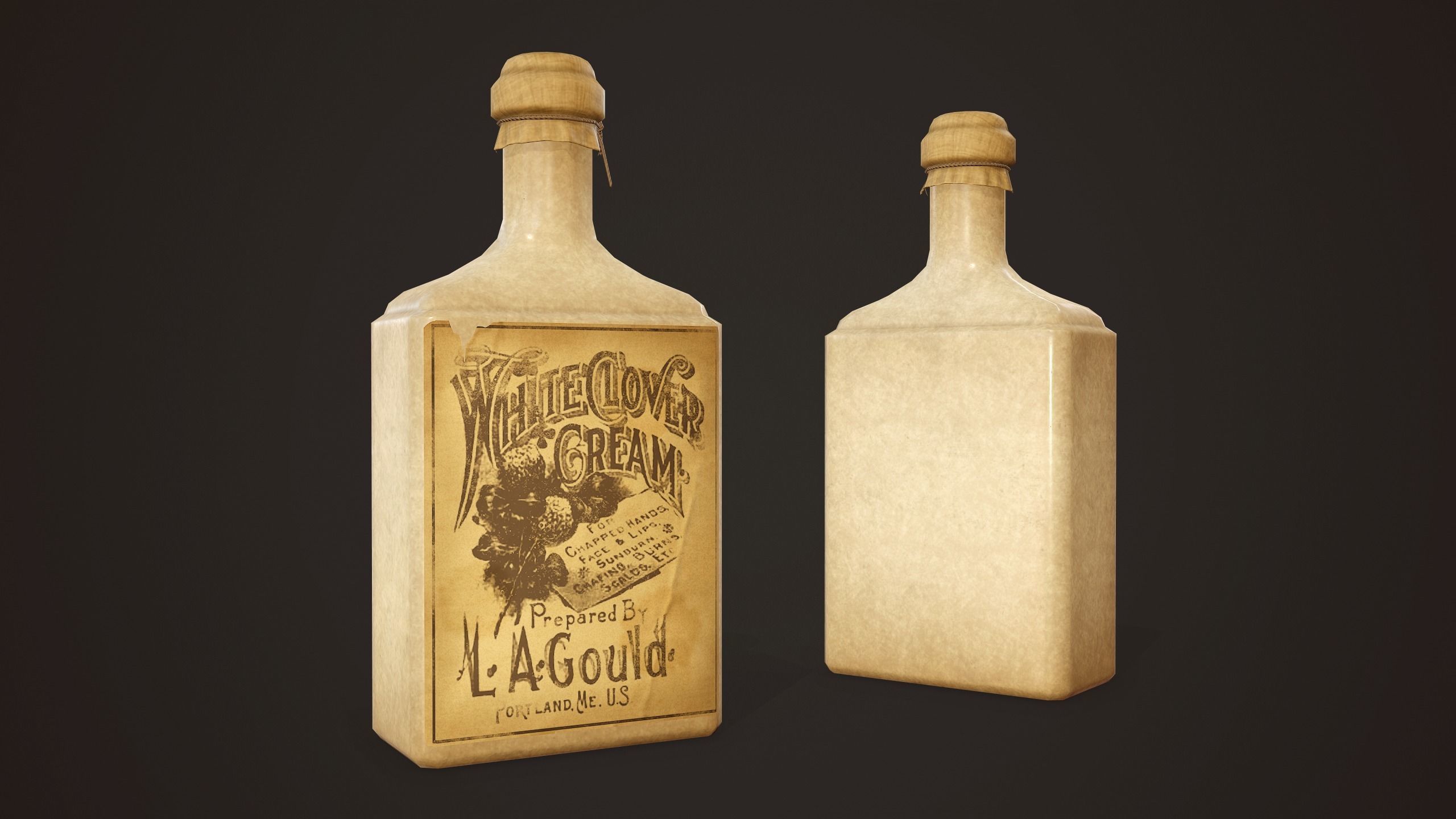 Antique Apothecary Bottles - PBR Game Ready Low-poly 3D model_6