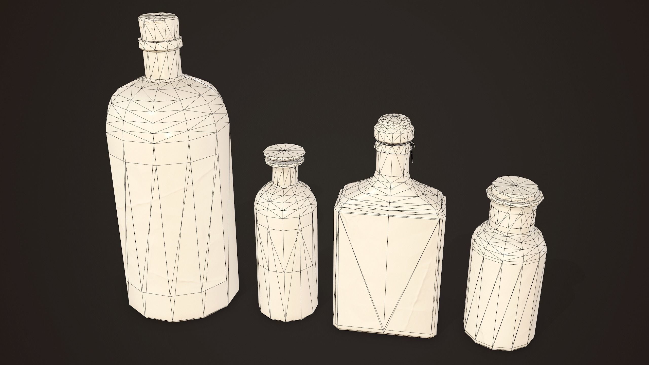 Antique Apothecary Bottles - PBR Game Ready Low-poly 3D model_11