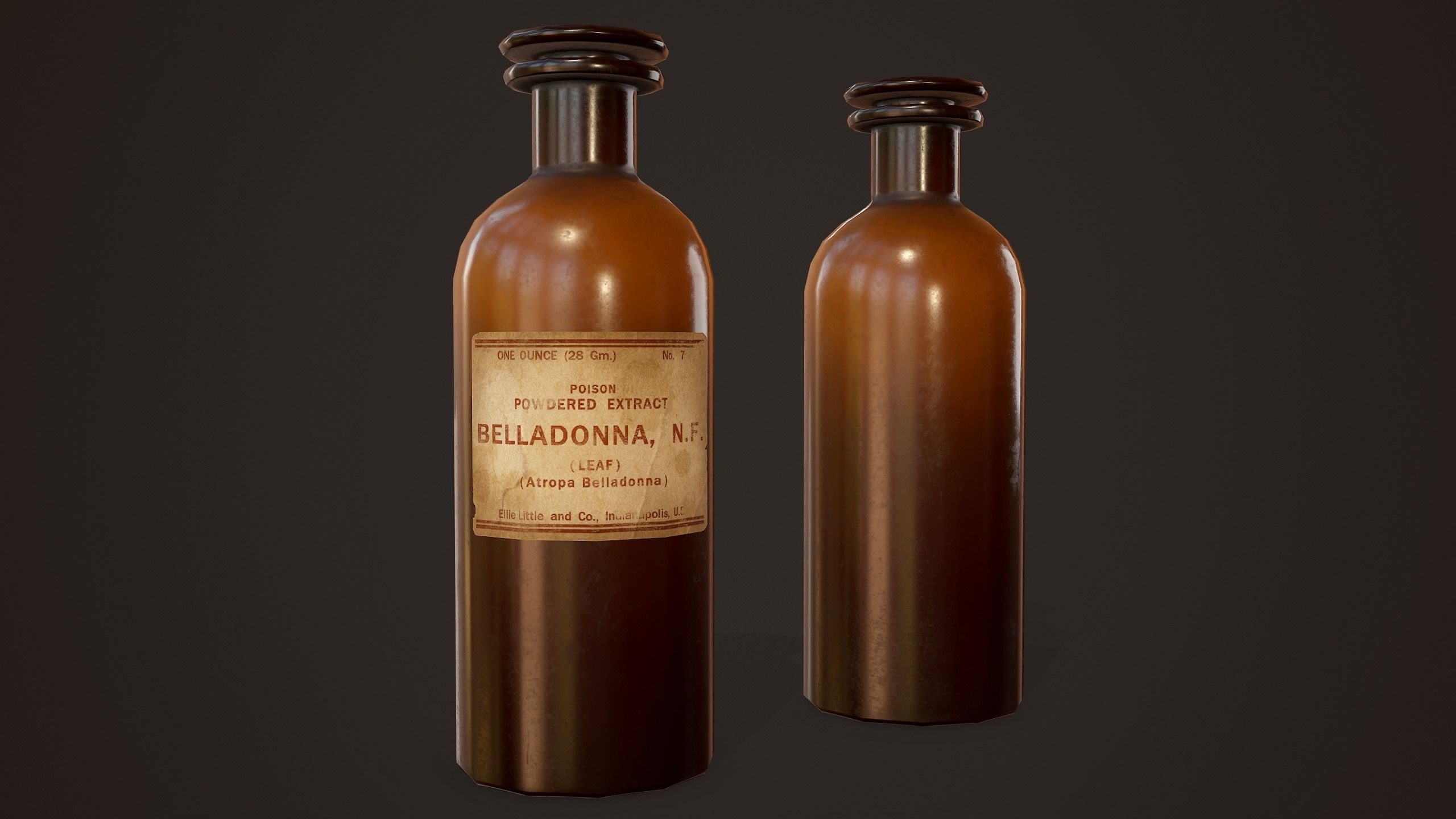 Antique Apothecary Bottles - PBR Game Ready Low-poly 3D model_4
