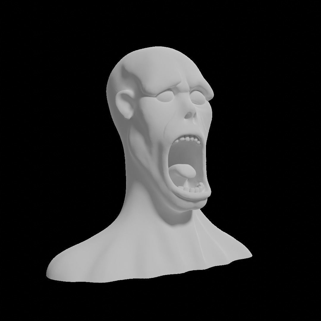 Zombie 1 human head 3D print model_5