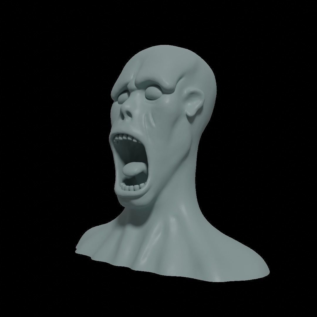 Zombie 1 human head 3D print model_1