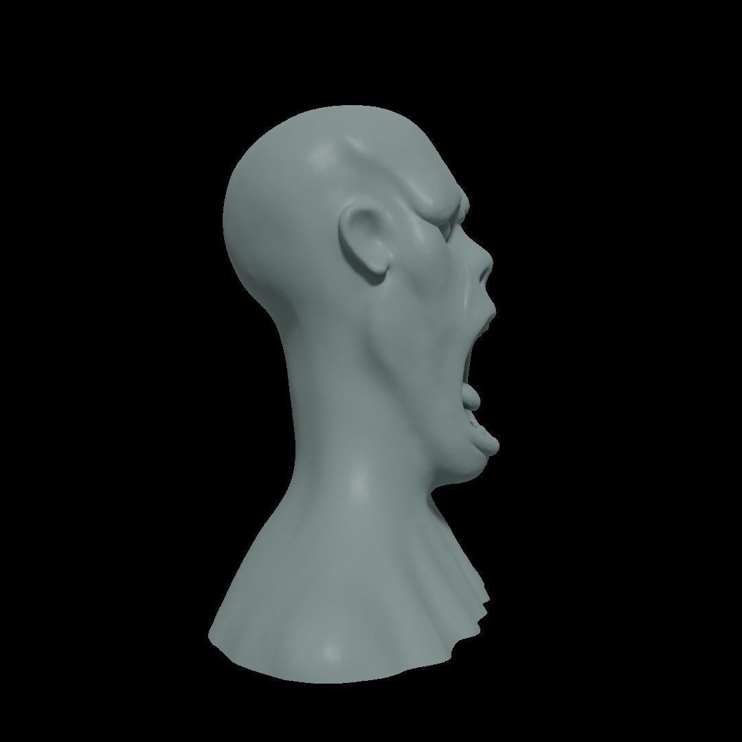 Zombie 1 human head 3D print model_3