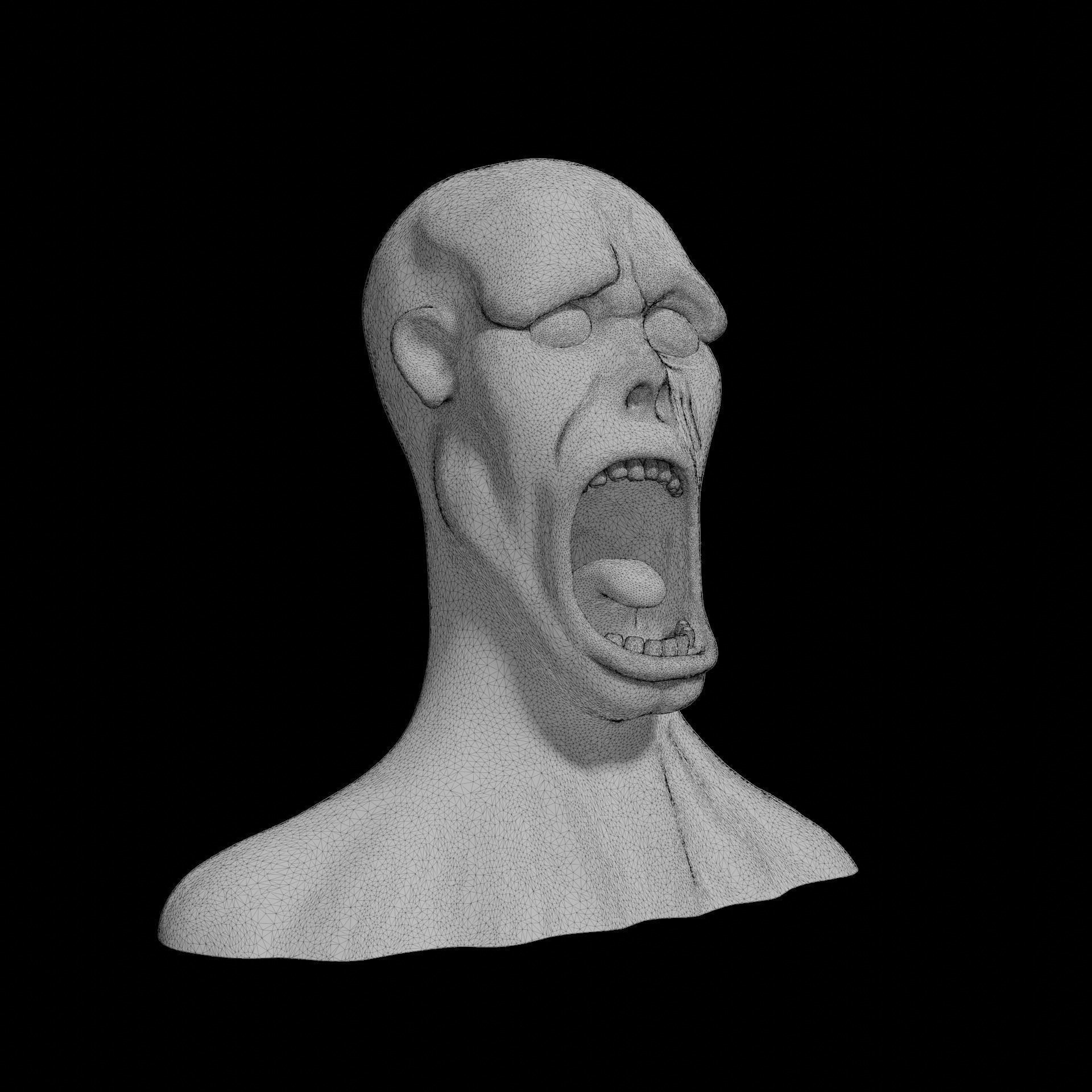 Zombie 1 human head 3D print model_6