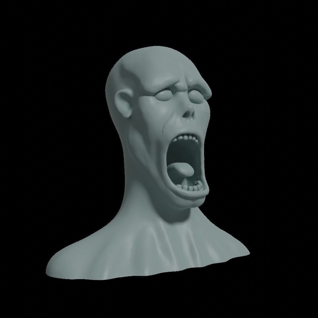Zombie 1 human head 3D print model_4