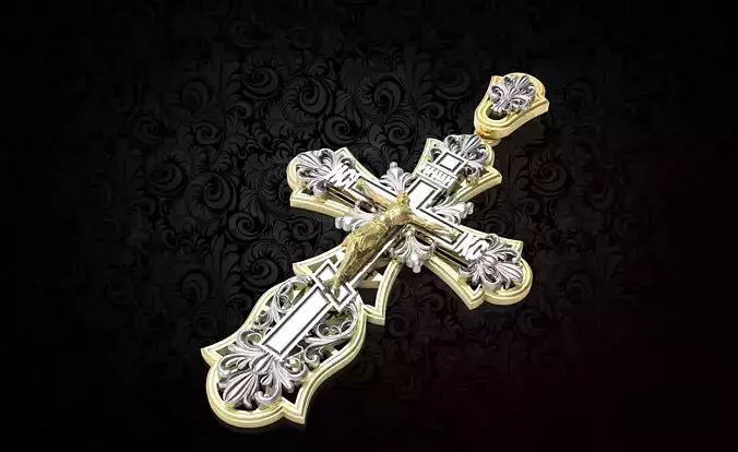 Crucifixion gold and diamond cross pendant