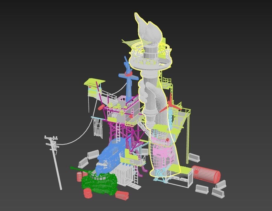 Post-Apocalyptic Base With Statue Of Libertys Hand 3D model_15