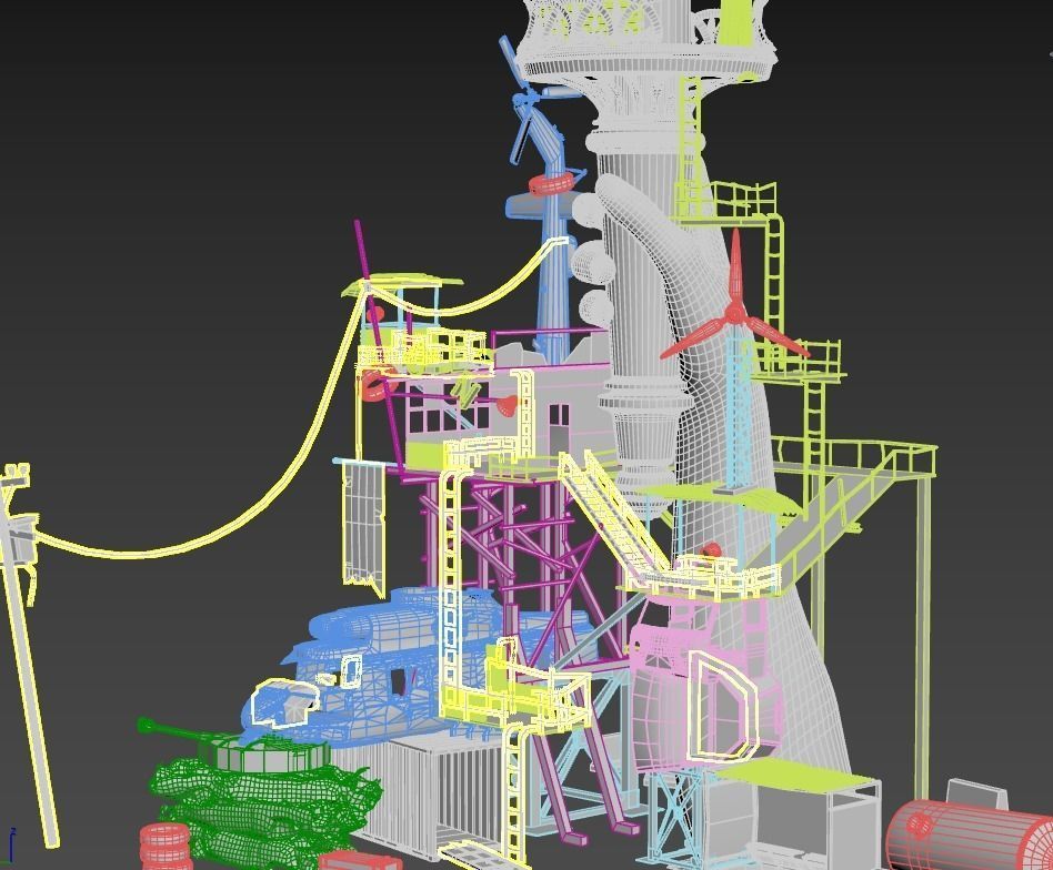 Post-Apocalyptic Base With Statue Of Libertys Hand 3D model_13