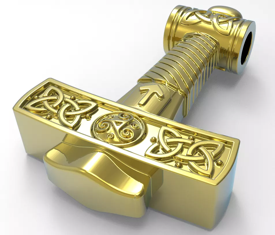 hammer 3d model golden thor 3D print model_0