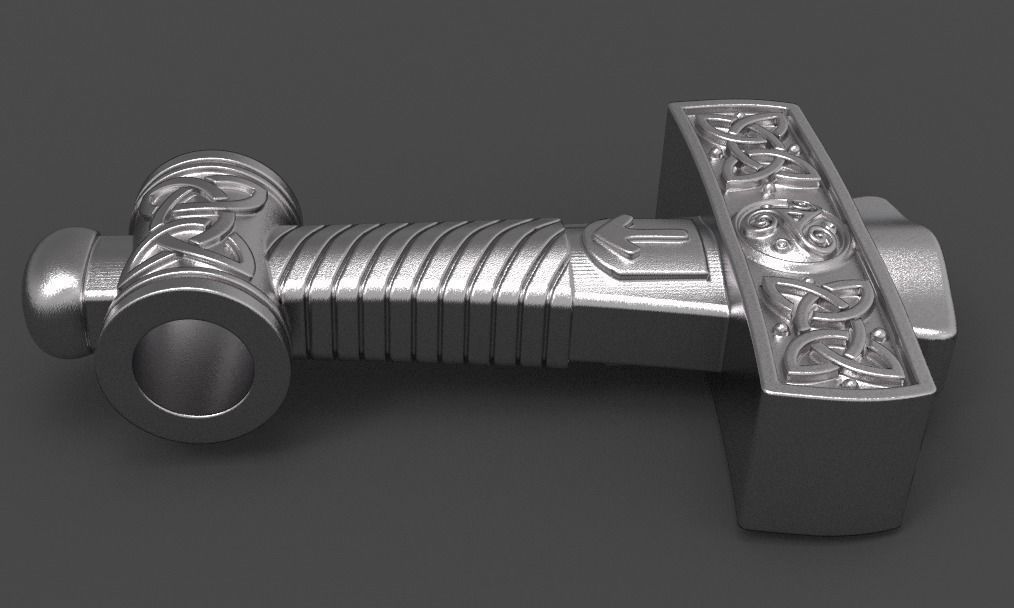 hammer 3d model golden thor 3D print model_5