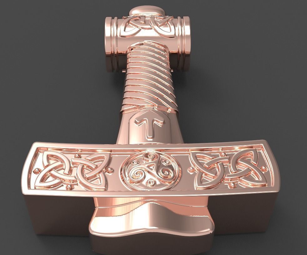 hammer 3d model golden thor 3D print model_7