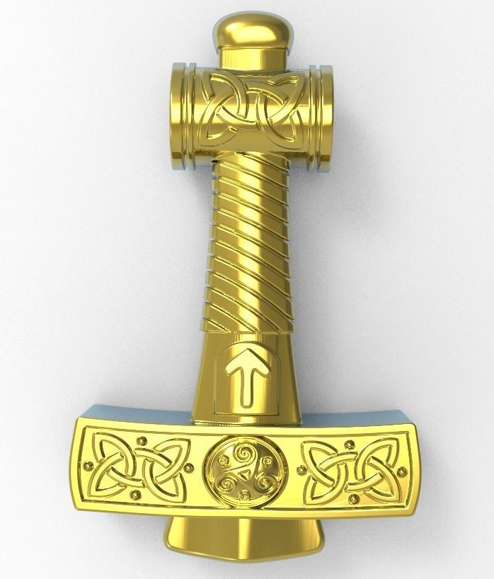 hammer 3d model golden thor 3D print model_2