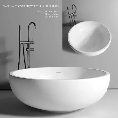 FLAMINIA FONTANA shower-tub in pietraluce Low-poly 3D model