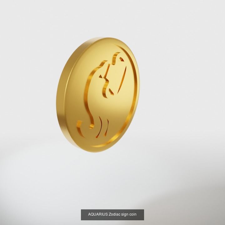 Zodiac signs coins 3D Model Collection_4