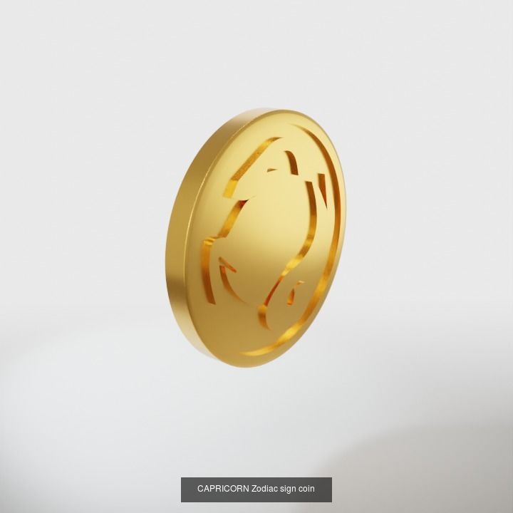 Zodiac signs coins 3D Model Collection_7