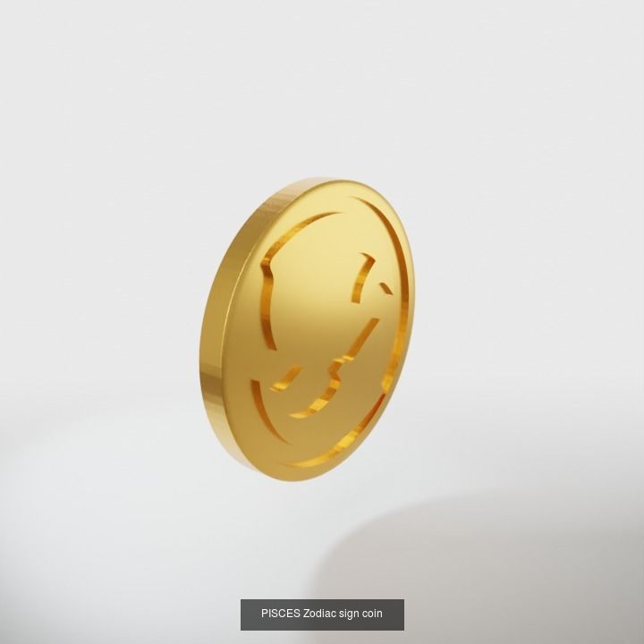 Zodiac signs coins 3D Model Collection_11