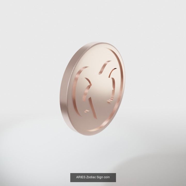 Zodiac signs coins 3D Model Collection_5