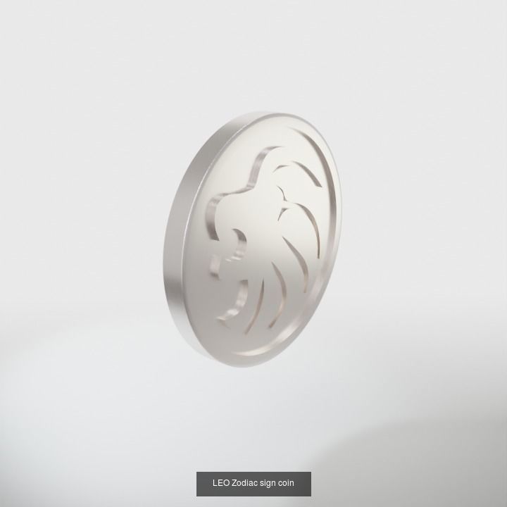 Zodiac signs coins 3D Model Collection_9