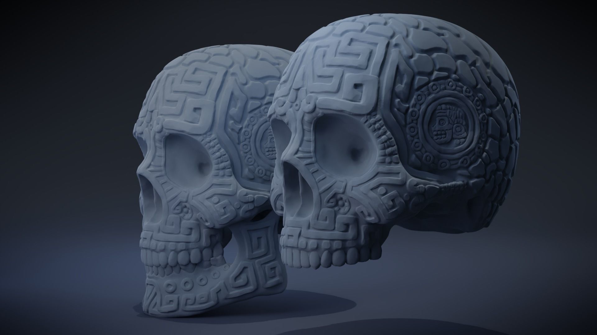 Aztec Skull version 1 3D print model_1
