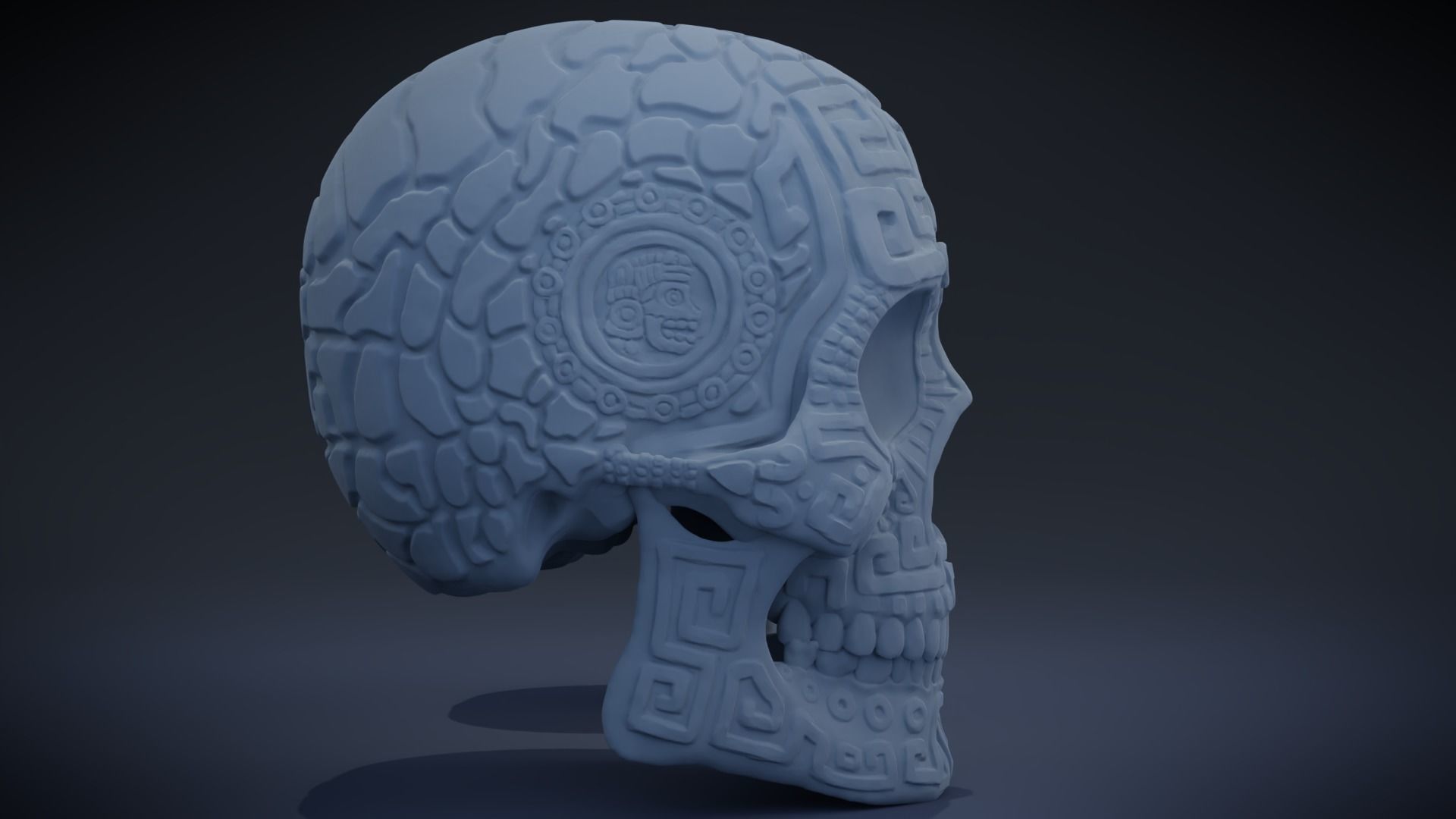 Aztec Skull version 1 3D print model_3