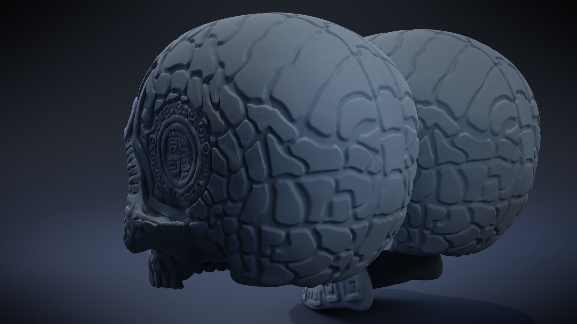 Aztec Skull version 1 3D print model_4