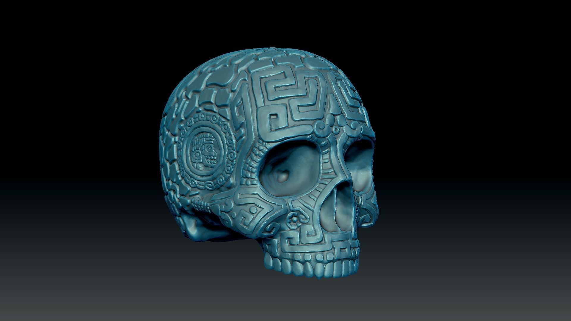 Aztec Skull version 1 3D print model_8